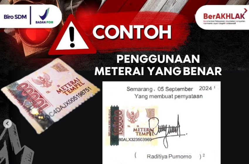 Contoh Cara Pasang Meterai Fisik Tempel untuk CPNS 2024 yang Benar/ Instagram @birosdm.bpom