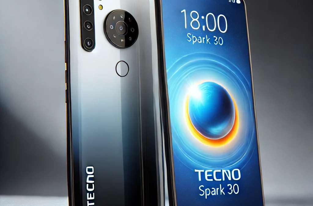 Tecno Spark 30 hadir dengan desain elegan dan pilihan warna Orbit White serta Orbit Black.