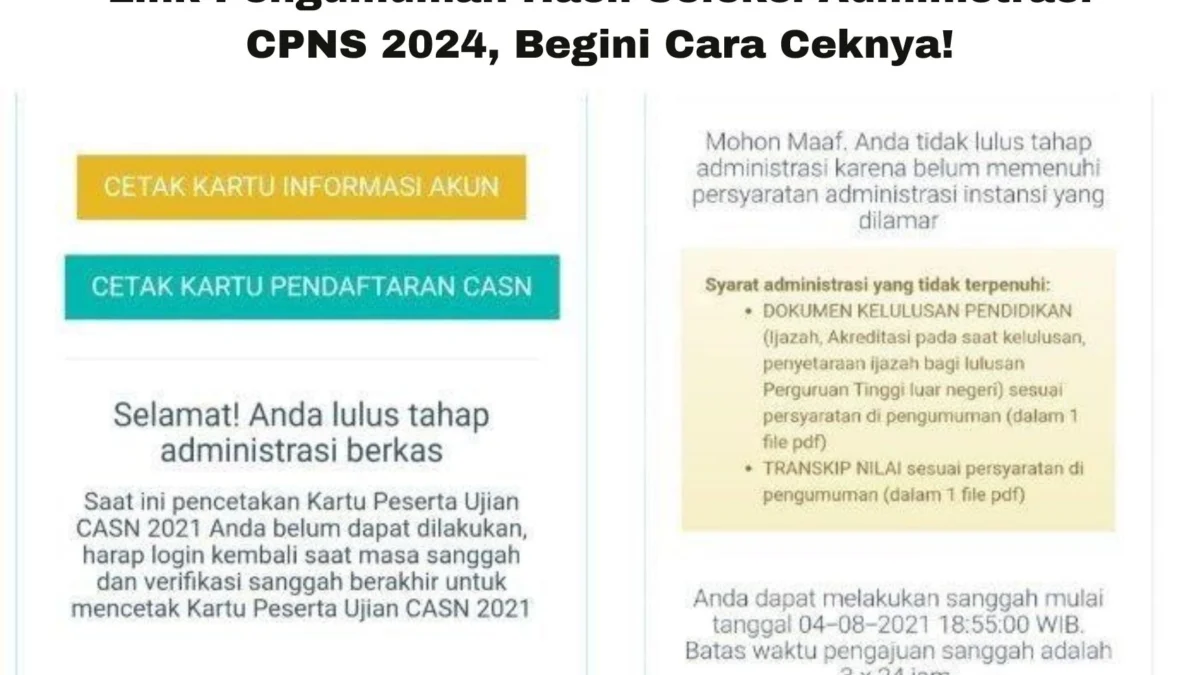 Link Pengumuman Hasil Seleksi Administrasi CPNS 2024, Begini Cara Ceknya!