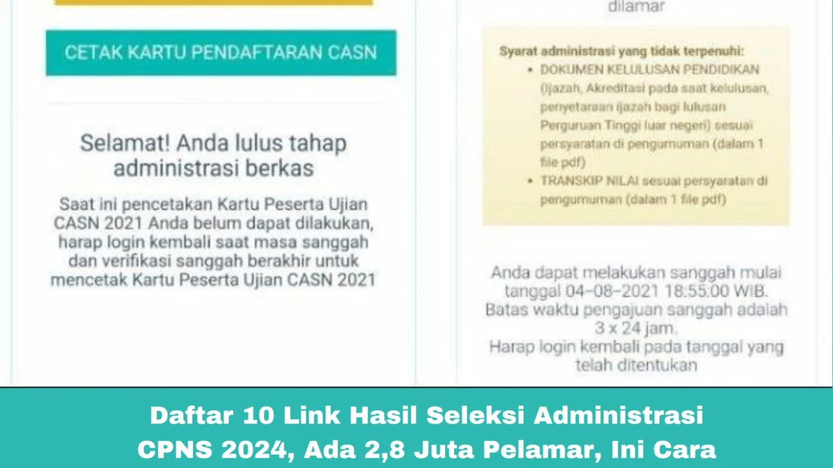 Daftar 10 Link Hasil Seleksi Administrasi CPNS 2024, Ada 2,8 Juta Pelamar, Ini Cara Cek Hasilnya!