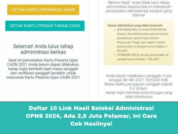 Daftar 10 Link Hasil Seleksi Administrasi CPNS 2024, Ada 2,8 Juta Pelamar, Ini Cara Cek Hasilnya!