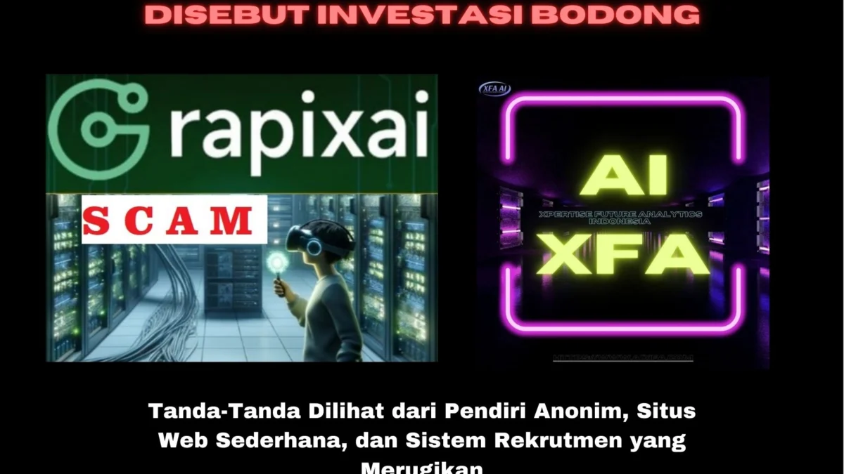 Potensi investasi bodong dari perusahaan, GrapixAI dan XFA AI dilihat dari pendiri yang tidak jelas, situs web sederhana,