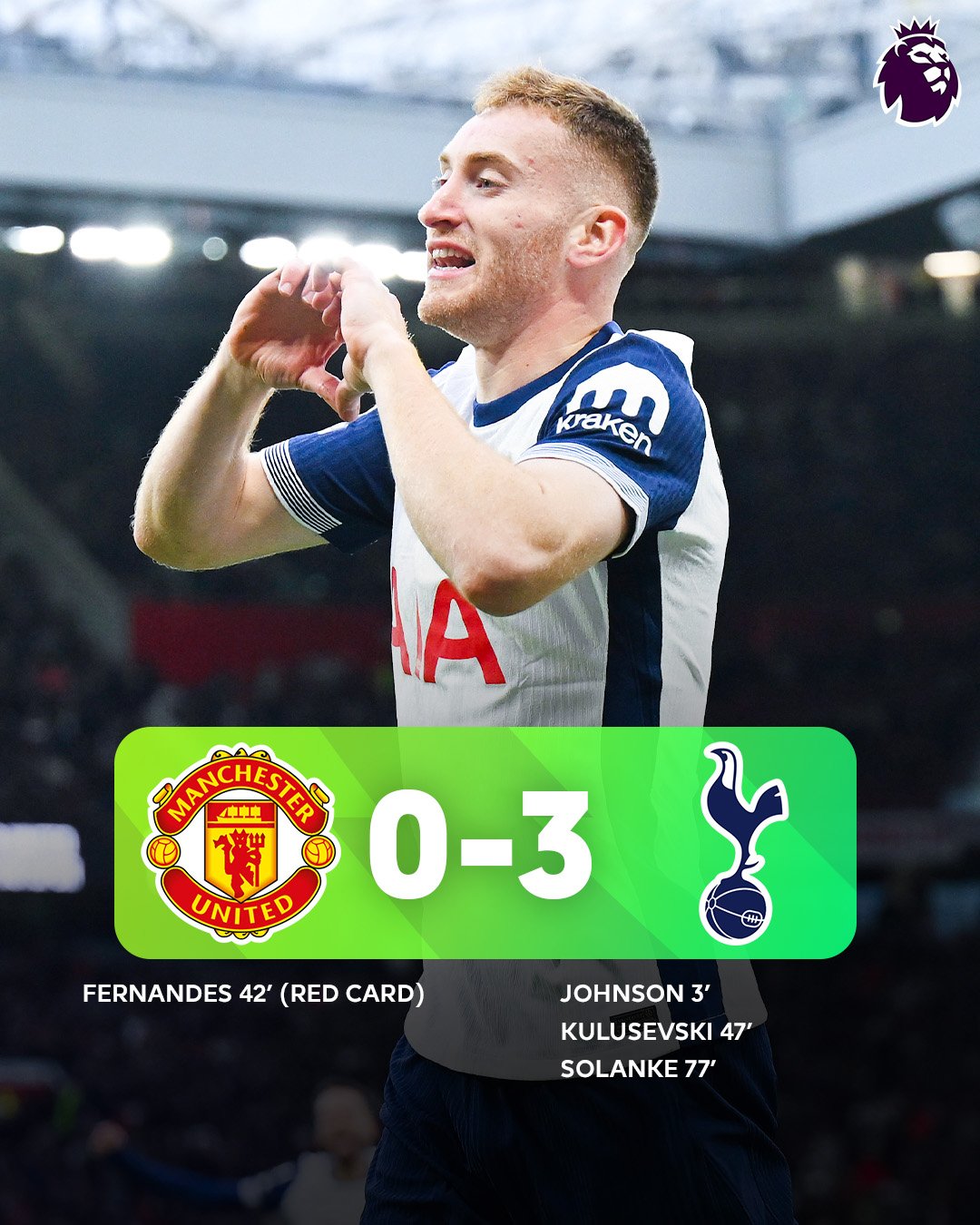 Manchester United kembali mengalami kekalahan telak saat menjamu Tottenham Hotspur di Old Trafford. (foto: X/twitter)