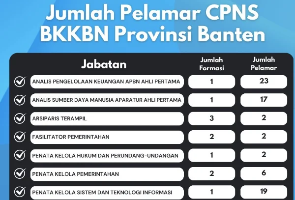 Jumlah pelamar cpns 2024 di BKKBN Banten setiap formasi/ Instagram @bkkbn.banten.official