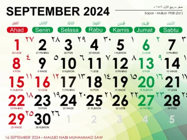 Kalender September 2024, Peringatan Maulid Nabi Tanggal Merah/ (Foto: Istimewaa/Simbi Kemenag)