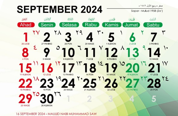 Kalender September 2024, Peringatan Maulid Nabi Tanggal Merah/ (Foto: Istimewaa/Simbi Kemenag)