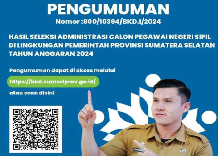 Pengumuman Seleksi Administrasi CPNS Sumsel 2024/ Instagram @bkd.provsumsel