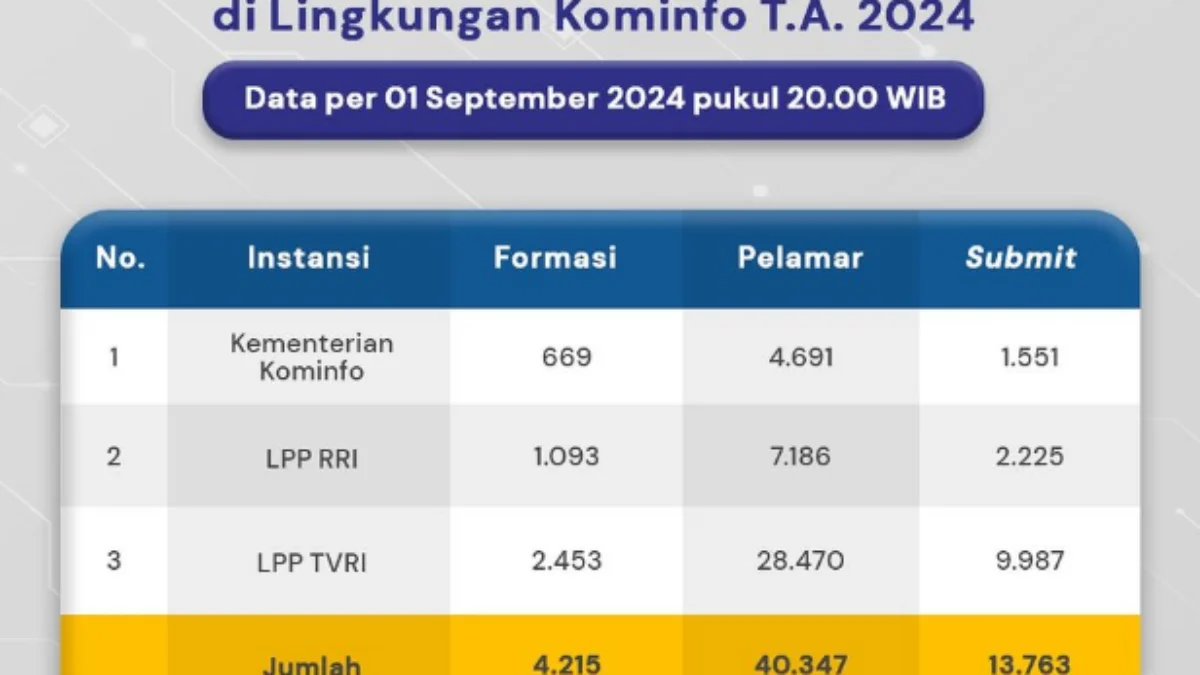 Statistik Pelamar CPNS 2024 di Kominfo/ Tangkap Layar Instagram @kemenkominfo