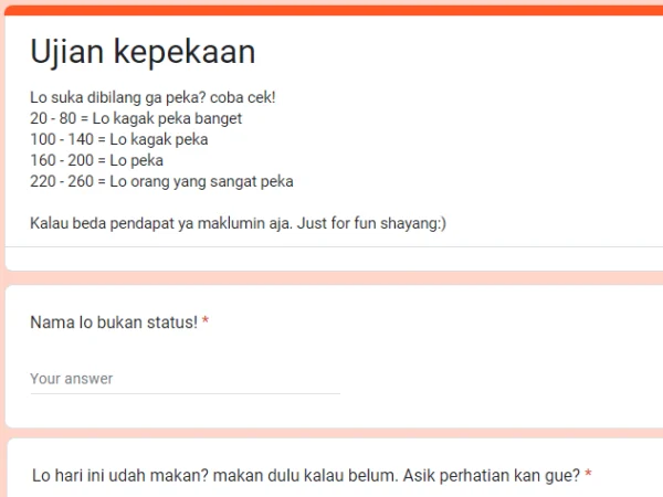 Suka Dibilang Ngak Peka? Link Ujian Kepekaan Google Form DISINI Gratis Tes Seberapa Peka Kamu