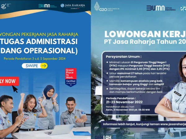 Dibuka! Lowongan Kerja BUMN Terbaru PT Jasa Raharja untuk Posisi Petugas Administrasi