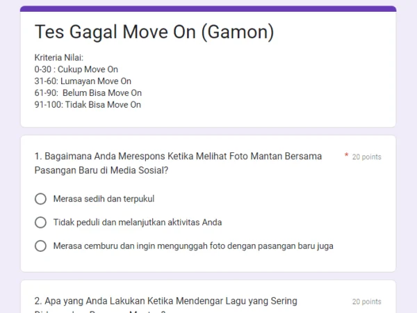 Link Ujian Tes Gamon yang Viral di TikTok Lewat Google Form