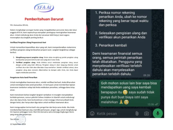 Hati-Hati! Aplikasi XFA AI Ternyata Scam Alasan Rekening Dibobol, Diminta Deposit Lagi!