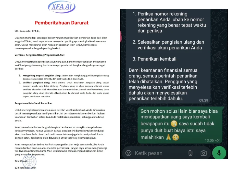 Hati-Hati! Aplikasi XFA AI Ternyata Scam Alasan Rekening Dibobol, Diminta Deposit Lagi!