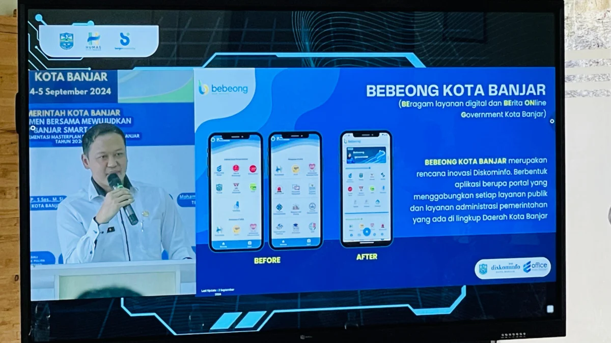 Kepala Diskominfo Kota Banjar Dede Tito Ismanto saat meluncurkan Aplikasi Bebeong Kota Banjar, Rabu 4 September 2024. (Cecep Herdi/Jabar Ekspres)