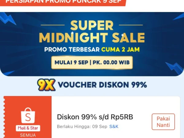 Shopee 9.9 Super Shopping Day, KLAIM Promo Diskon hingga Ongkir Rp 0!