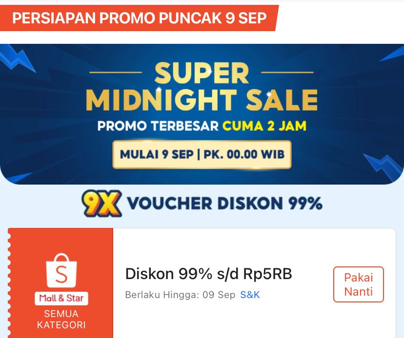 Shopee 9.9 Super Shopping Day, KLAIM Promo Diskon hingga Ongkir Rp 0!