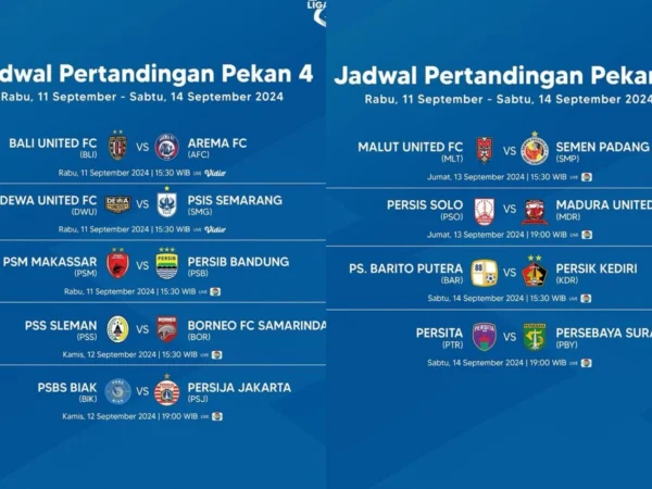 Jadwal Pertandingan Pekan ke-4 & 5 BRI Liga 1 2024/2025, Lengkap Hari dan Jamnya!