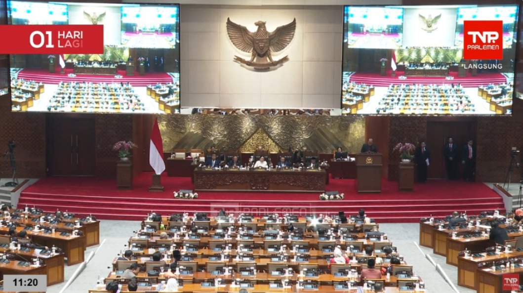 Rapat Paripurna Penutupan DPR RI periode 2019-2024 di Gedung Nusantara II, Senayan, Jakarta, Senin (30/9/2024). (TVR Parlemen)