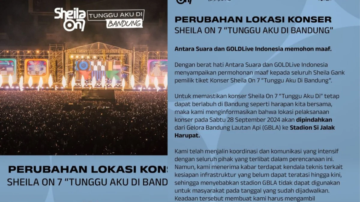 Pindah Ke Stadion Si Jalak Harupat! Konser Sheila on 7 "TUNGGU AKU DI” Bandung Semakin Dekat (Instagram: @antara.suara)