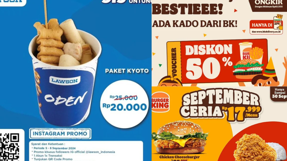 PROMO SEPTEMBER Lawson & Burger King, Klaim Diskon 50% hingga Gratis Ongkirnya!