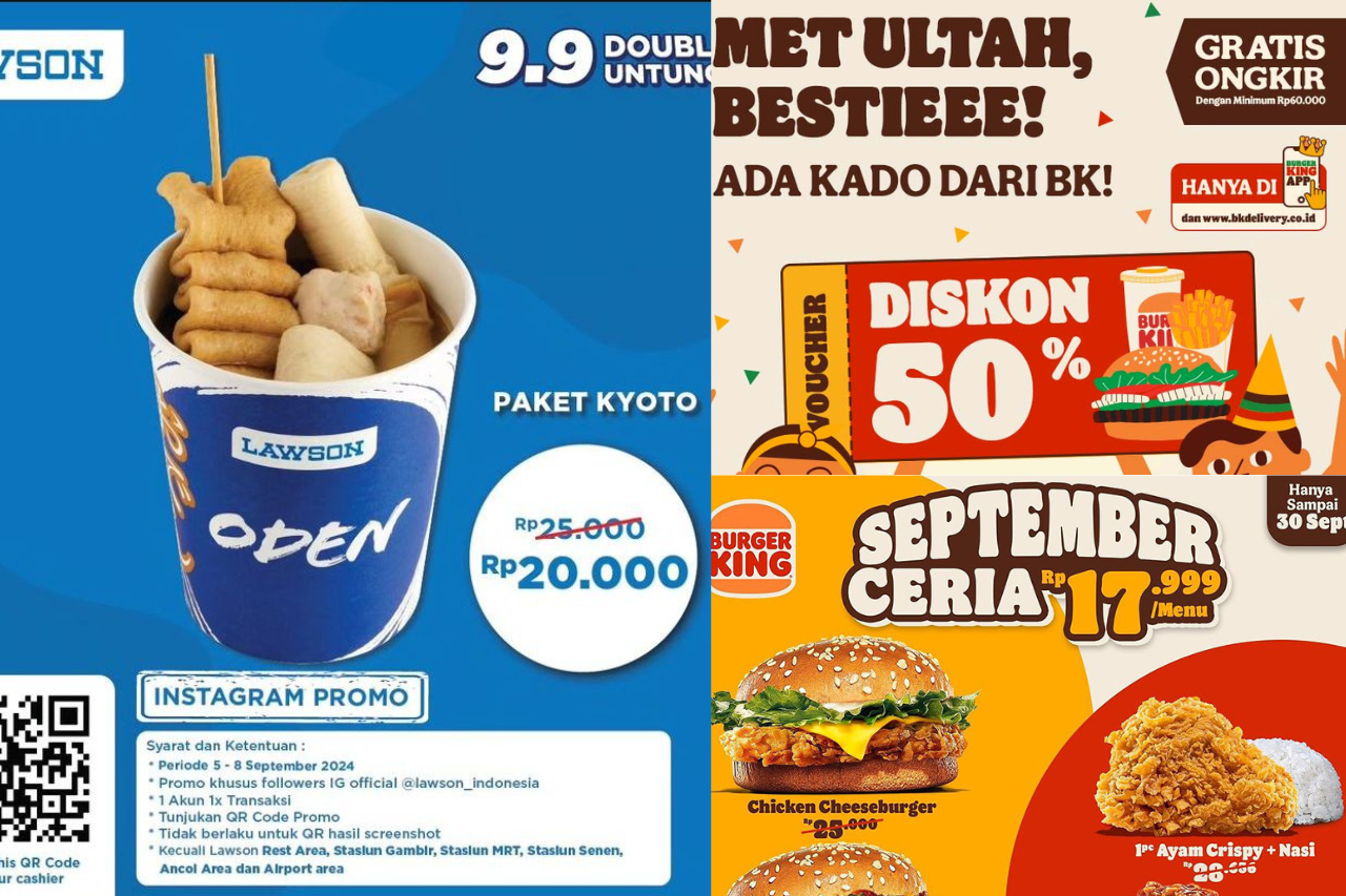 PROMO SEPTEMBER Lawson & Burger King, Klaim Diskon 50% hingga Gratis Ongkirnya!