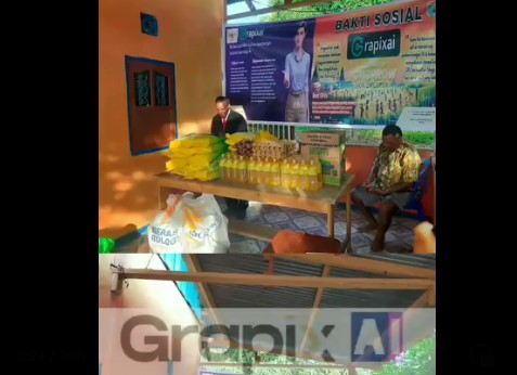 Tangkapan layar video kegiatan Baksos yang digelar Aplikasi Grapix AI