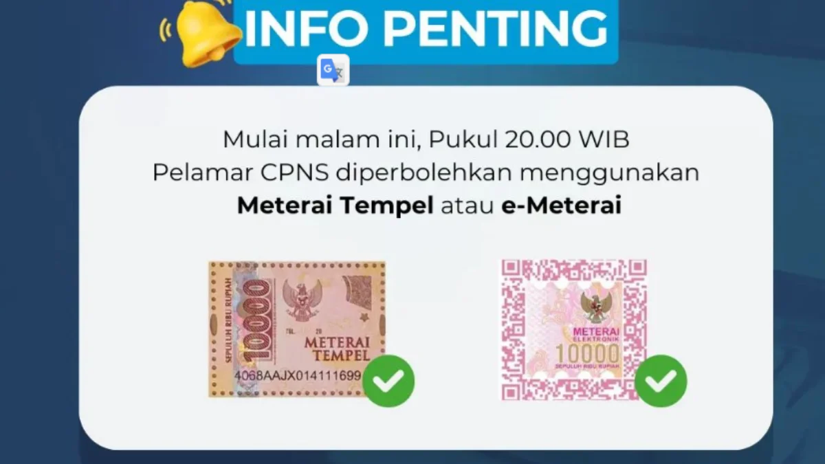 Penggunaan meterai fisik atau tempel pada pendaftaran CPNS 2024/ Instagram @bkngoidofficial