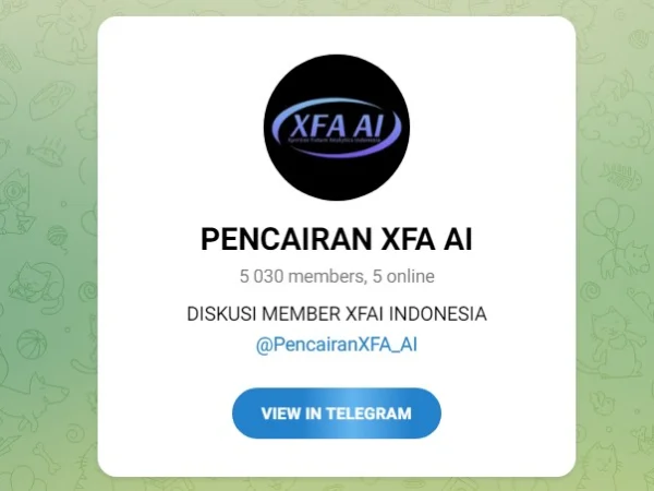 Salah satu grup Telegram yang menawarkan jasa pencairan aplikasi XFA AI yang sudah scam.