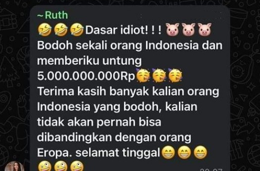 Isi pesan perpisahan dari manajer Aplikasi XFA Ai.