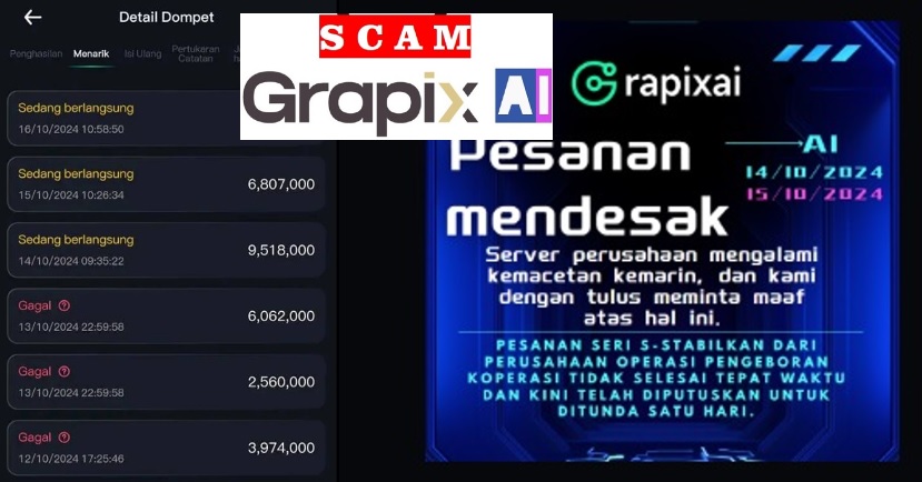 Aplikasi Grapix AI yang masih susah pencairan.