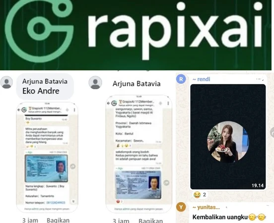 Beberapa data pribadi leader Apliaksi Grapix AI yang dibagikan di Sosial Media.