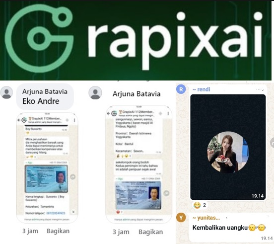 Beberapa data pribadi leader Apliaksi Grapix AI yang dibagikan di Sosial Media.