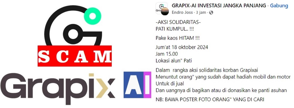 Pengumuman aksi SOlidaritas yang di Gelar Member Aplikasi Grapix AI