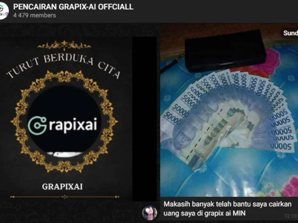 Bukti pencairan dari Aplikasi Grapix Ai.