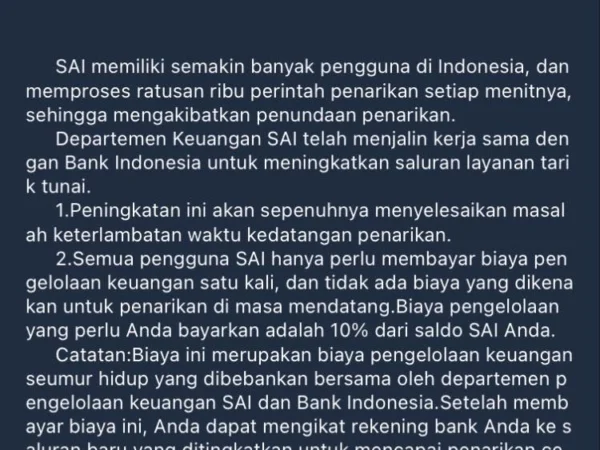 Pengguna aplikasi Sai Robot mulai keluhkan kasus penipuan, transfer puluhan juta namun Saldo Ttdak sesuai. Hanya Rp28.000 saldo yang masuk.