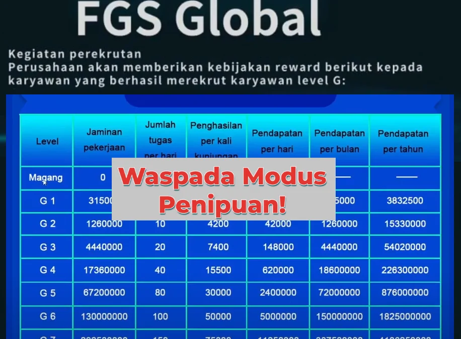 Bukti Cara Kerja Aplikasi FGS Global Penipuan dengan Skema Ponzi