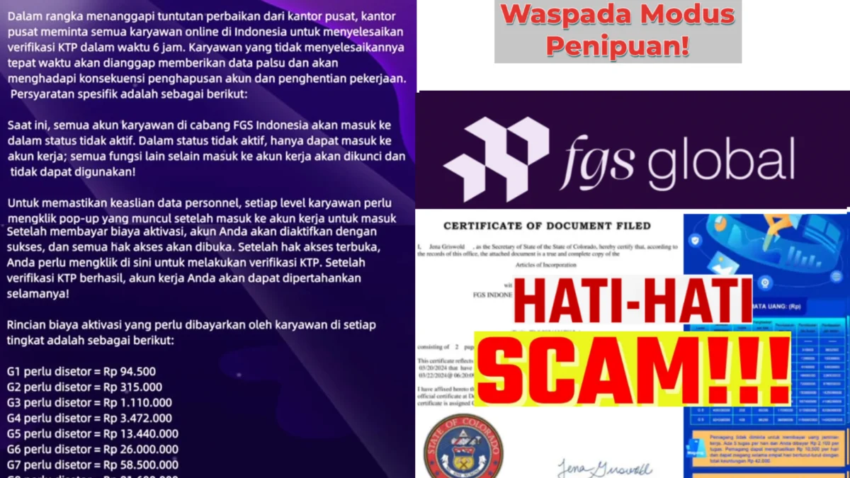 FGS Global Terbukti Scam! Modus Aktivasi Akun dan Deposit Lagi, Ratusan Member Kehilangan Puluhan Juta