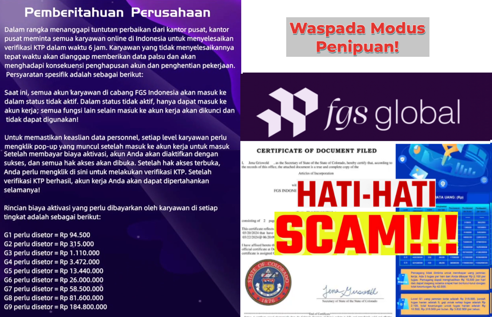 FGS Global Terbukti Scam! Modus Aktivasi Akun dan Deposit Lagi, Ratusan Member Kehilangan Puluhan Juta