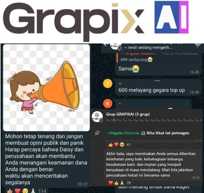 Grapix AI Desak Seluruh Karyawan Top-Up Lagi, Admin Janji Siap Tanggung Jawab Jika Terjadi Scam