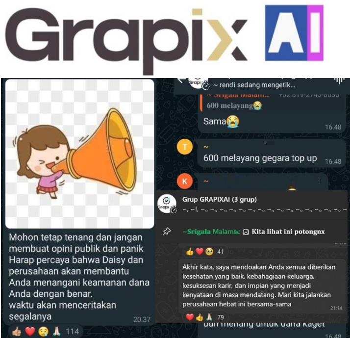 Grapix AI Desak Seluruh Karyawan Top-Up Lagi, Admin Janji Siap Tanggung Jawab Jika Terjadi Scam