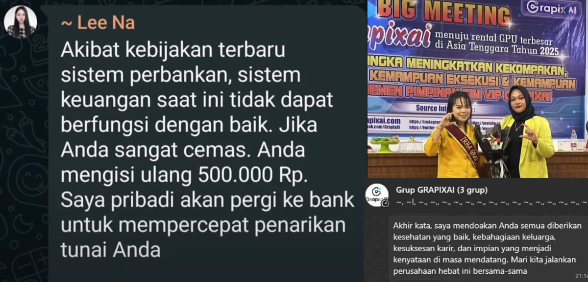 FIX SCAM! Admin Aplikasi investasi Grapixai Pamit, ini Pesan Terakhirnya “Deposit Beli Produk untuk Memastikan Bukan Robot?”