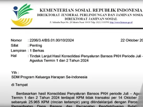 Kemensos mempercepat pencairan bantuan sosial PKH dan BPNT untuk keluarga penerima manfaat. Pencairan dilakukan sebelum 31 Oktober 2024