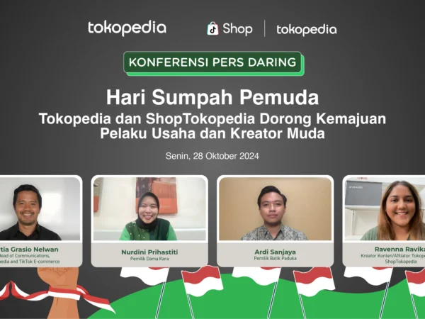 Tokopedia dan ShopTokopedia merayakan Hari Sumpah Pemuda, sampaikan tren belanja online produk fashion dan kesehatan, serta beri panggung bagi pelaku usaha dan kreator muda.