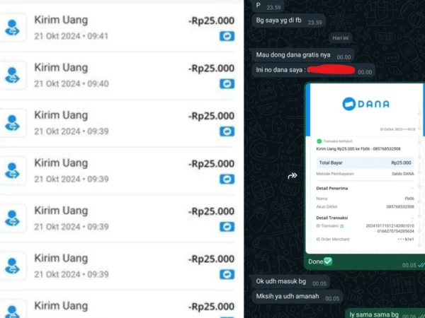 Viral di WhatsApp yang mengklaim bagi-bagi dana gratis dengan nomor tertentu. Pembaca diingatkan berhati-hati terhadap modus penipuan ini