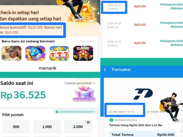 Dengan Cek-in Harian Dapat 2K, Minimum Penarikan 1K, game penghasil saldo dana 2024 terbaru bisa jadi opsi WD kamu! Ayo coba sekarang!