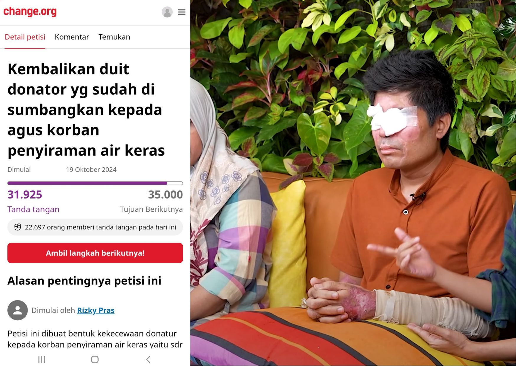 Viral Kasus Agus Salim dan petisi yang menyerukan pencabutan donasi terus menjadi perbincangan publik. Tanda tangan tembus 131 ribu.