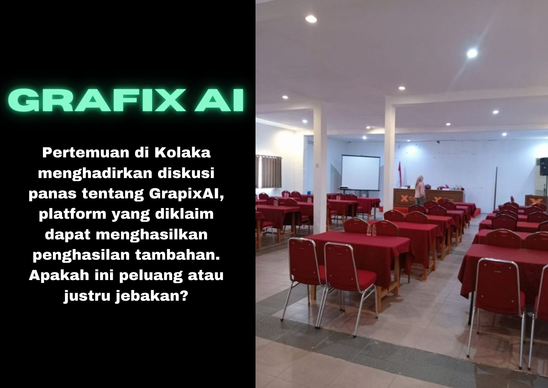 Pertemuan di Hotel Xpres Kolaka membahas Grapix AI, sebuah platform yang menjanjikan penghasilan tambahan. Peluang atau penipuan?