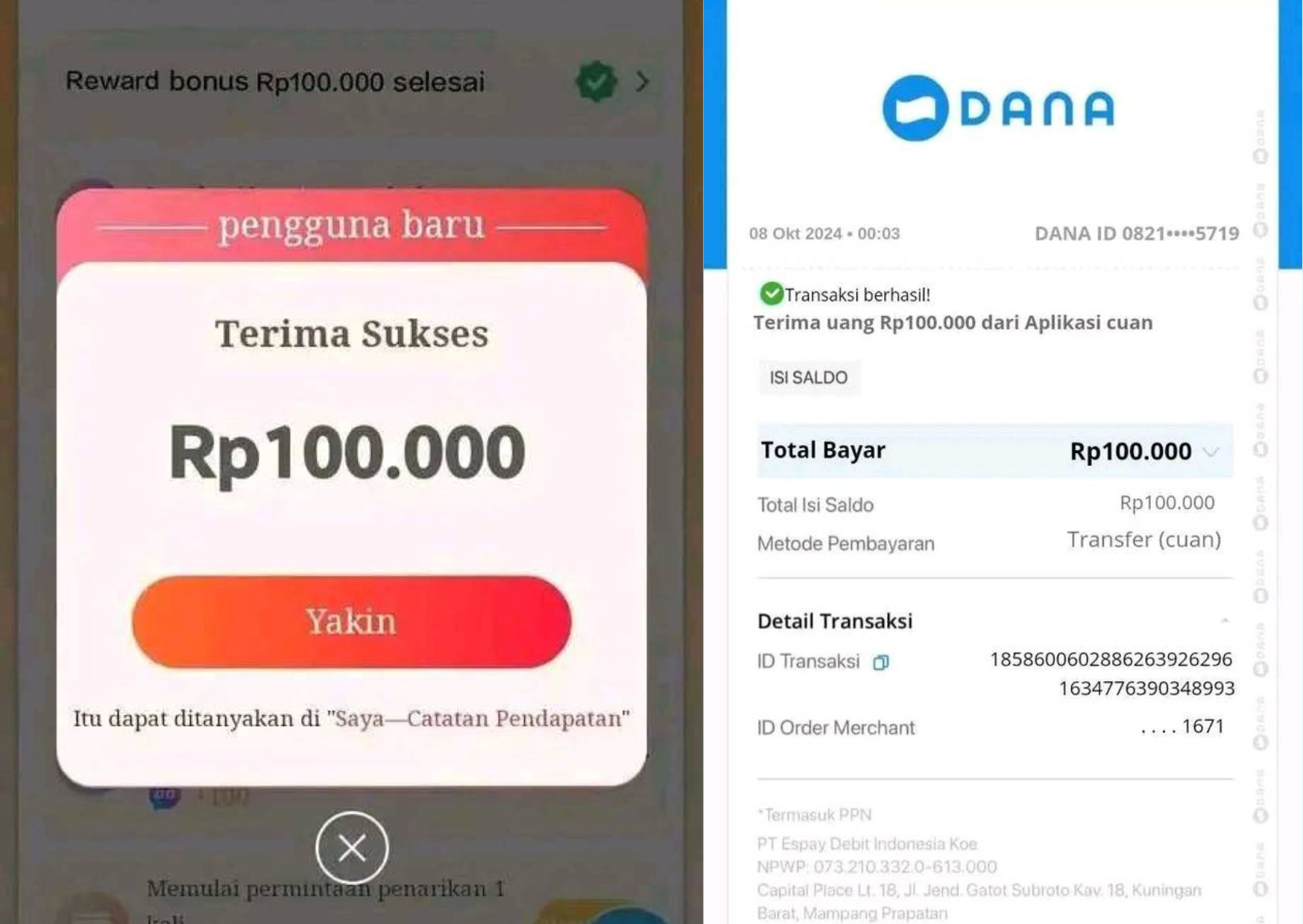 Aplikasi penghasil uang Rp 100 ribu perhari ini menawarkan keuntungan yang bisa ditarik setiap hari ke berbagai metode pembayaran ewallet.