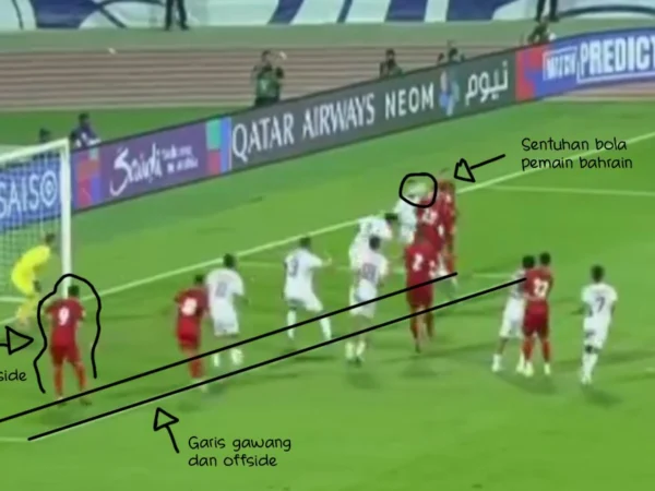 Gol penyeimbang Mohamed Marhoon di menit ke-90+9 yang memicu kontroversi dalam pertandingan Bahrain vs Indonesia.