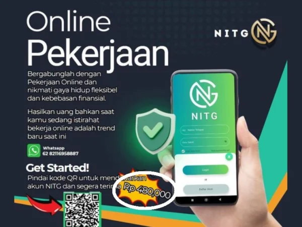 Poster aplikasi penghasil uang baru bernama NITG.